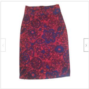 Lularoe Red / Blue Floral Butterfly Cassie Skirt M